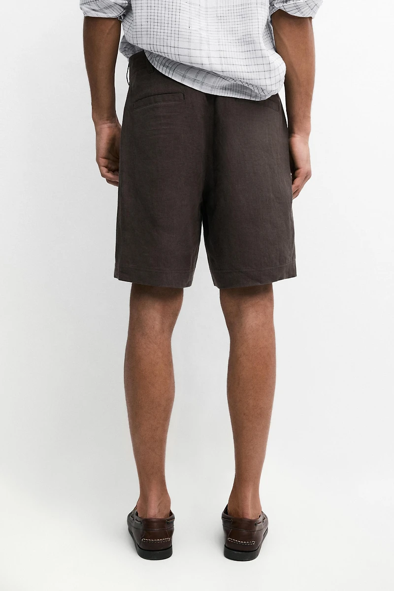 100% linen short Bermuda shorts