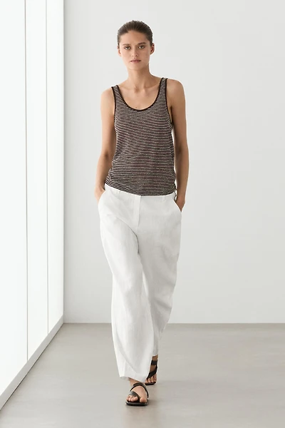 Striped strappy linen top