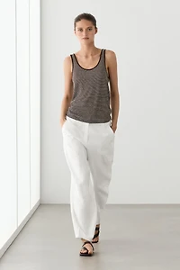 Striped strappy linen top