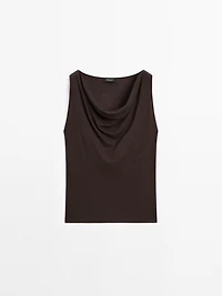 100% cotton top with draped neckline