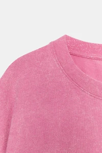 WASHED EFFECT SPARKLY T-SHIRT