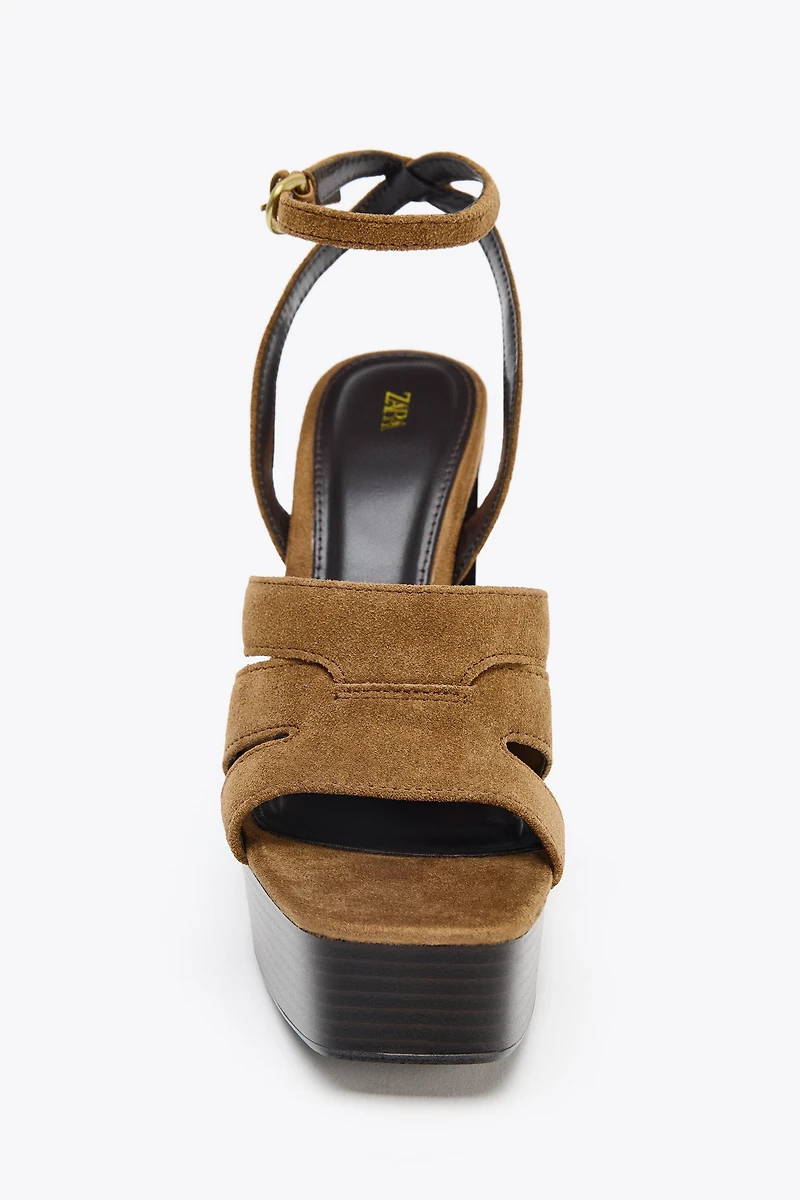 SPLIT LEATHER PLATFORM SANDALS