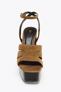 SPLIT LEATHER PLATFORM SANDALS