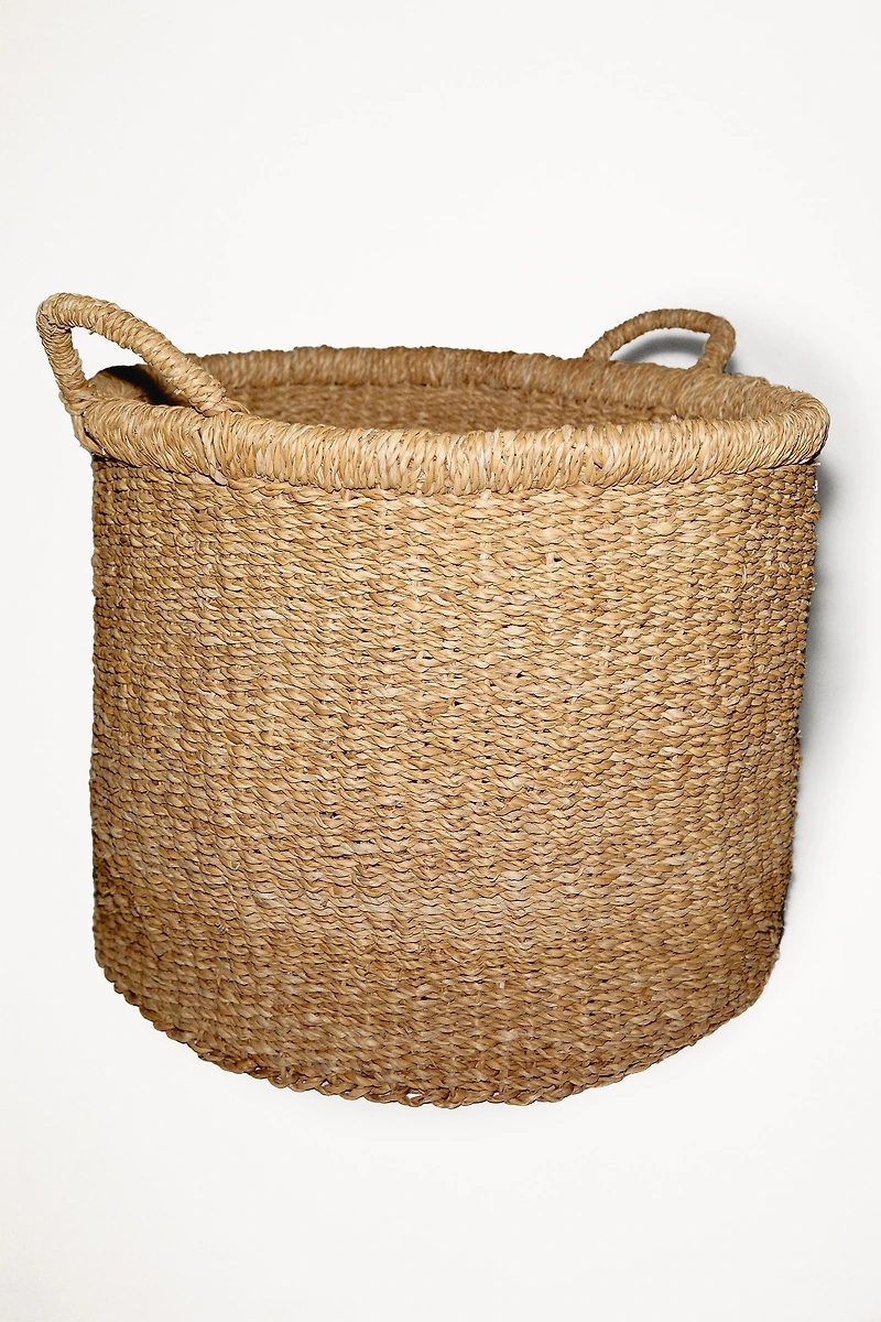 LARGE SEAGRASS BASKET WITH HANDLES