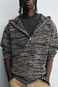 HOODED KNIT CARDIGAN