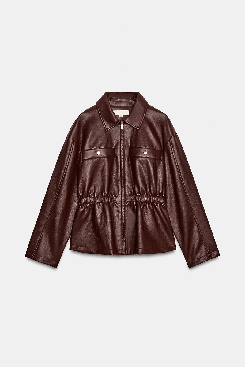 BLOUSON MATIÈRE SYNTHÉTIQUE À TAILLE ÉLASTIQUE