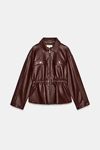 BLOUSON MATIÈRE SYNTHÉTIQUE À TAILLE ÉLASTIQUE