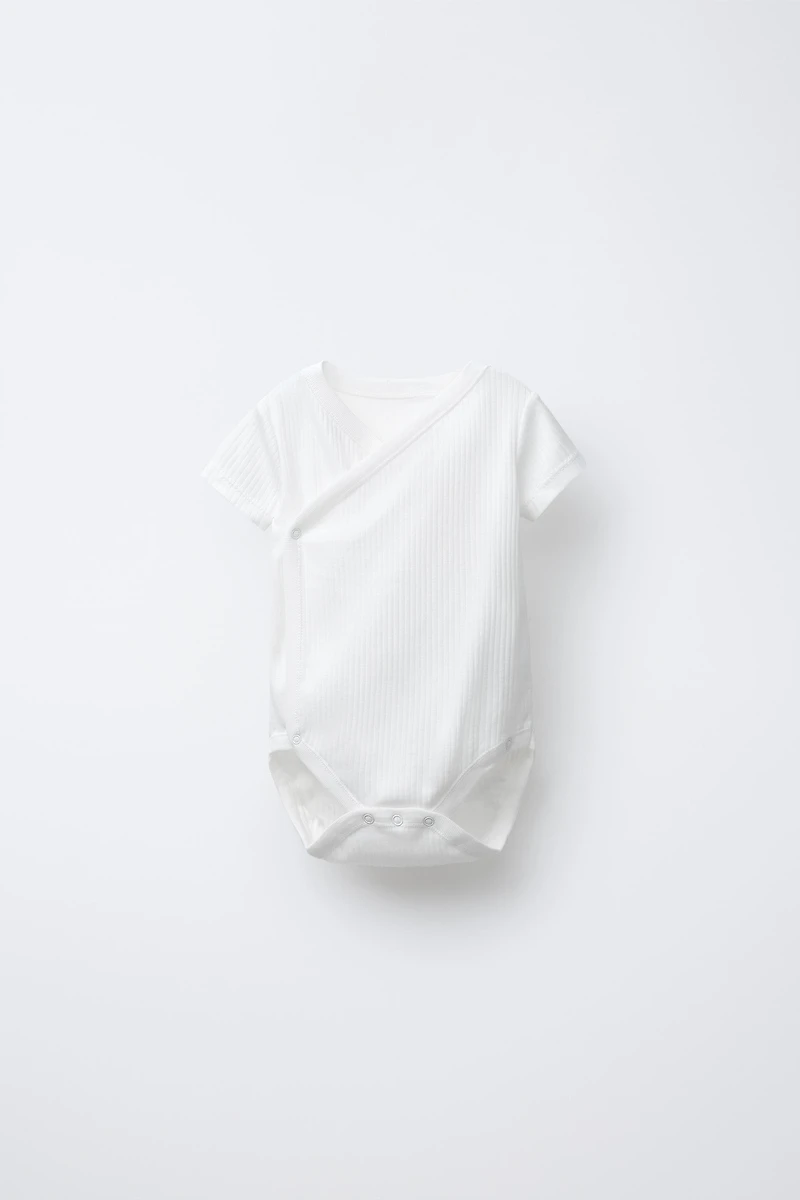 THREE-PACK OF BASIC SHORT SLEEVE KIMONO COLLAR BODYSUITS