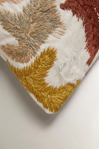 HOUSSE DE COUSSIN BRODERIE FEUILLES