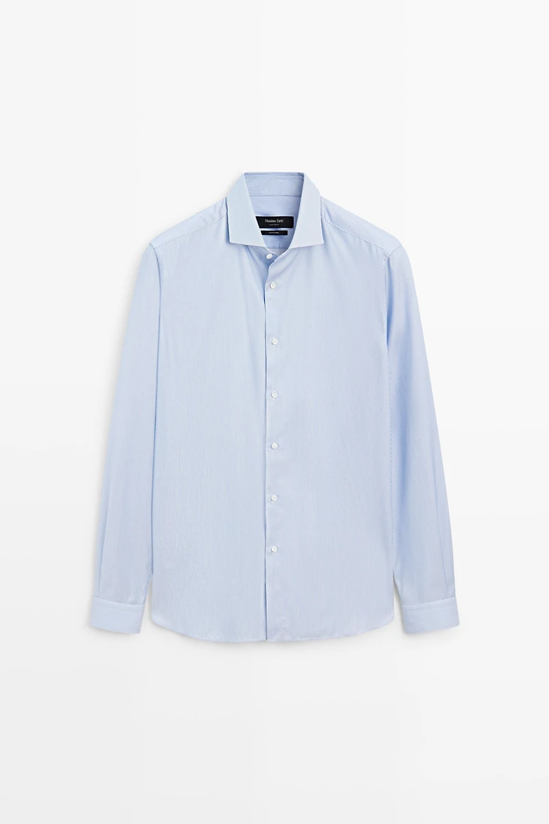 Slim fit striped 100% cotton shirt