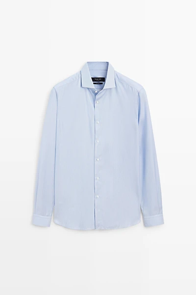 Slim fit striped 100% cotton shirt