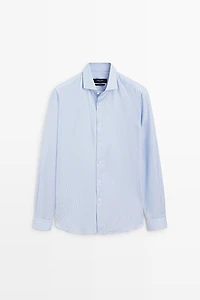 Slim fit striped 100% cotton shirt