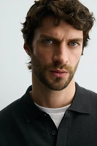 100% WOOL KNIT POLO SHIRT