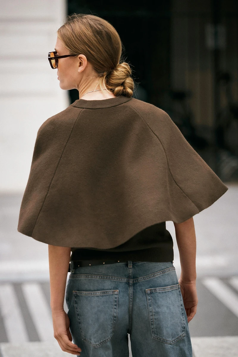 CAPE SLEEVE KNIT SWEATER