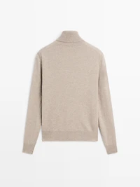 Wool blend knit sweater with high neck
