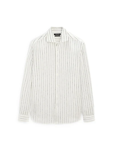 100% linen slim fit striped shirt