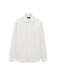 100% linen slim fit striped shirt