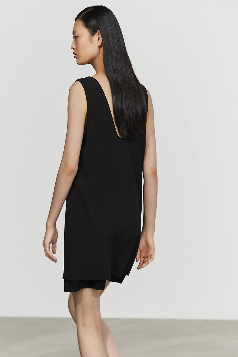 Double-fabric mini dress