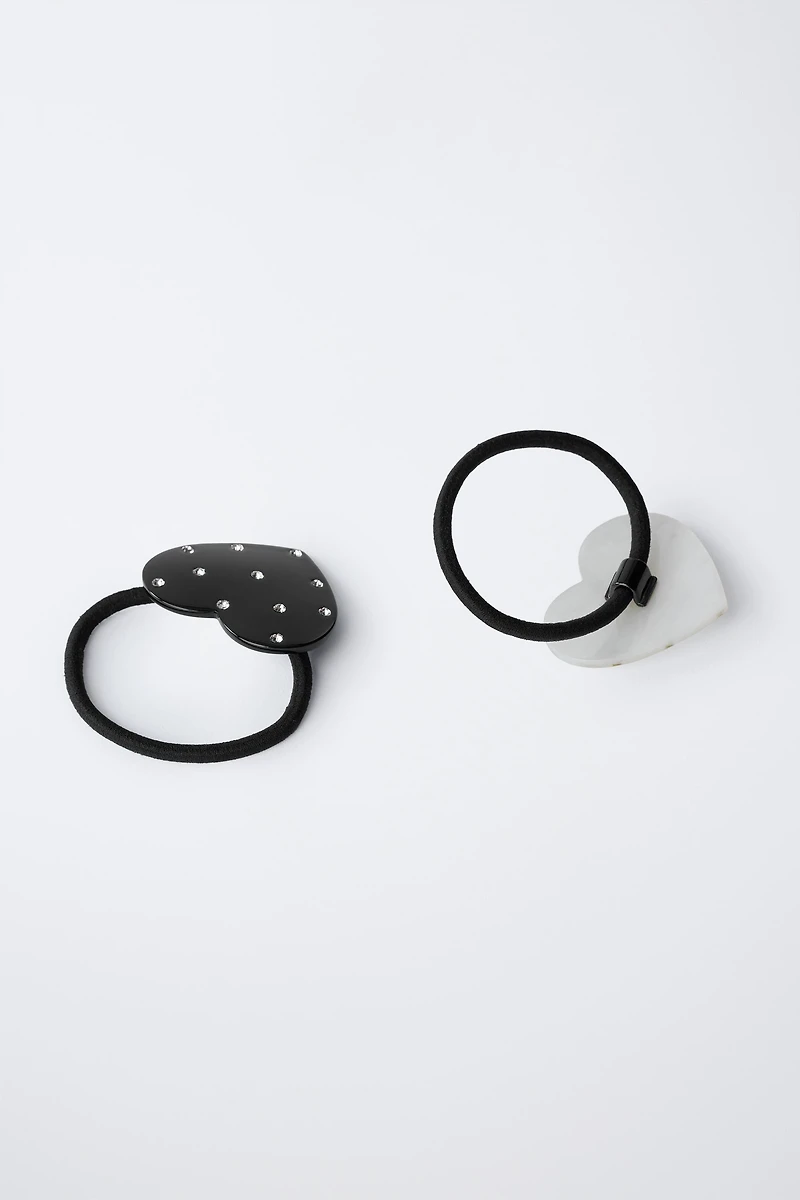 TWO-PACK OF GLITTER HEART HAIR TIES