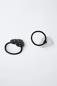 TWO-PACK OF GLITTER HEART HAIR TIES
