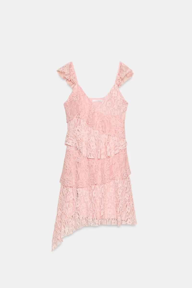 RUFFLED LACE DRESS