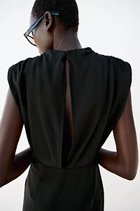 DRAPED MINI DRESS WITH SHOULDER PADS