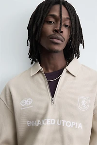RIB KNIT TEXTURED POLO SHIRT