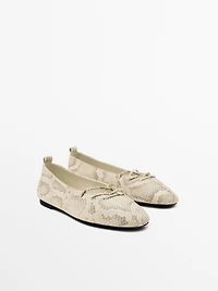 Lace-up printed ballet flats