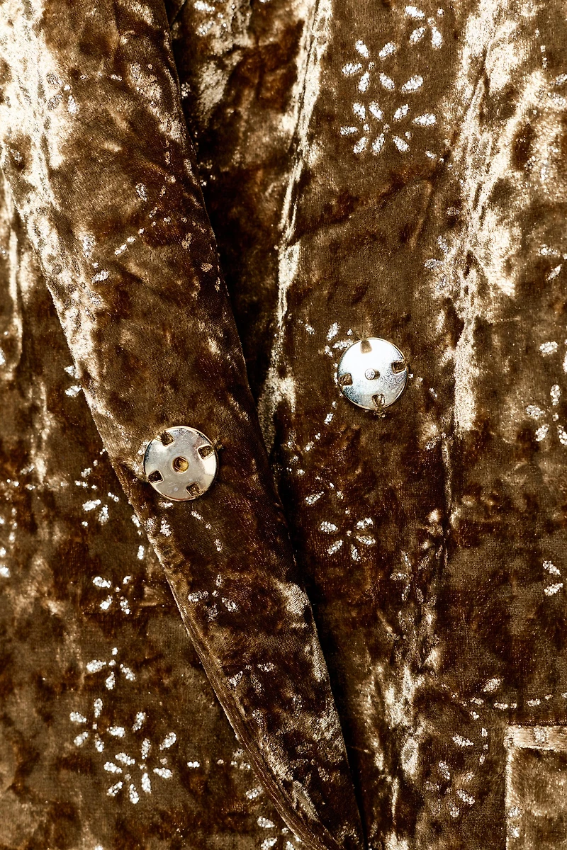 METALLIC THREAD VELVET BLAZER WITH BELT