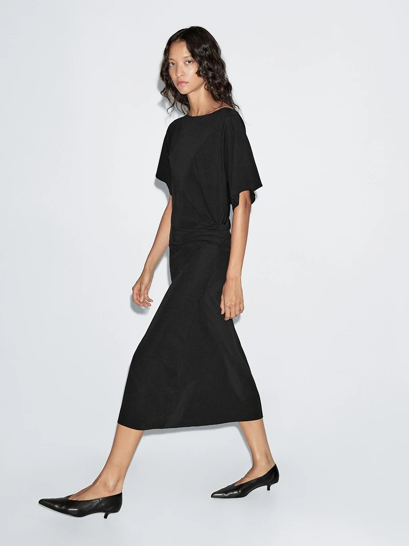 Midi dress with gathered detail