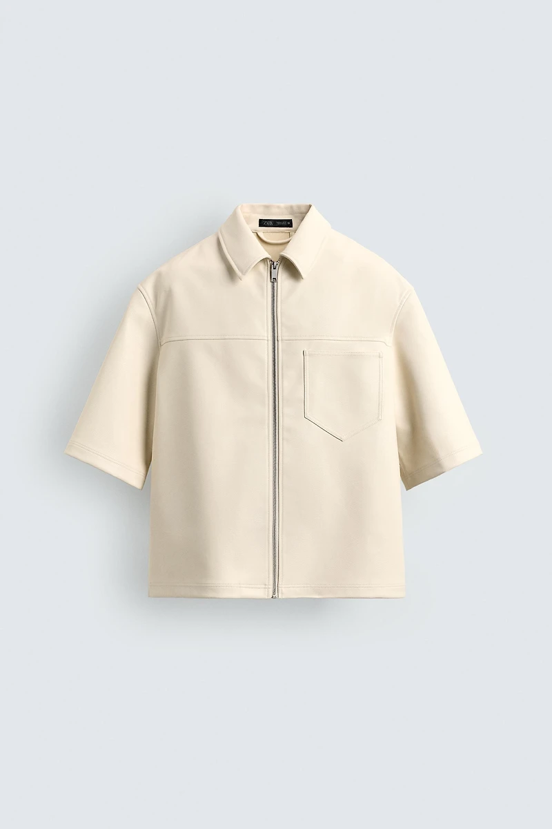 FAUX LEATHER RELAXED FIT OVERSHIRT