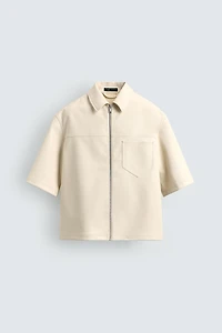 FAUX LEATHER RELAXED FIT OVERSHIRT