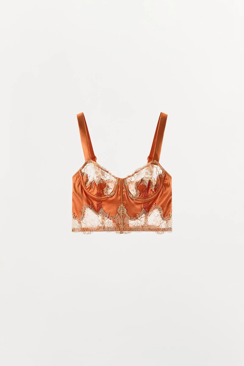 SATIN LACE CORSET BRA