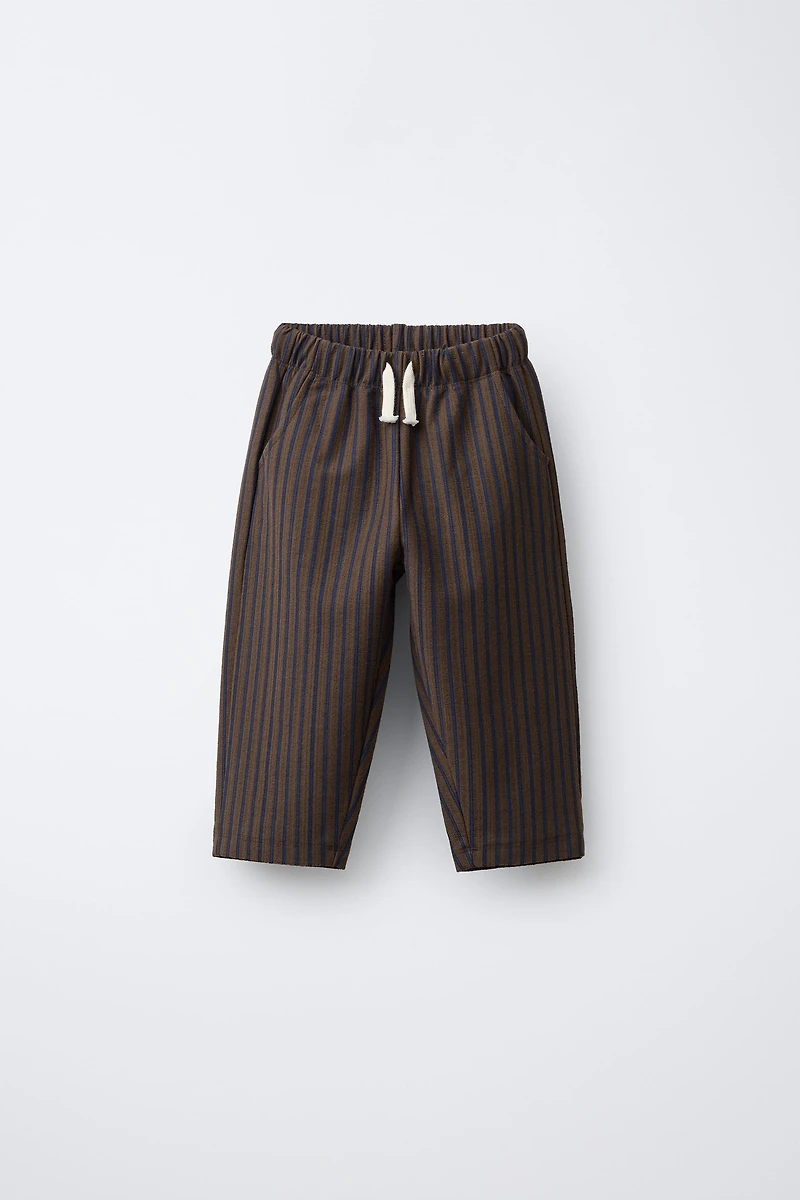 STRIPED TEXTURED BAGGY PANTS