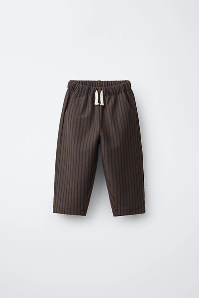 STRIPED TEXTURED BAGGY PANTS