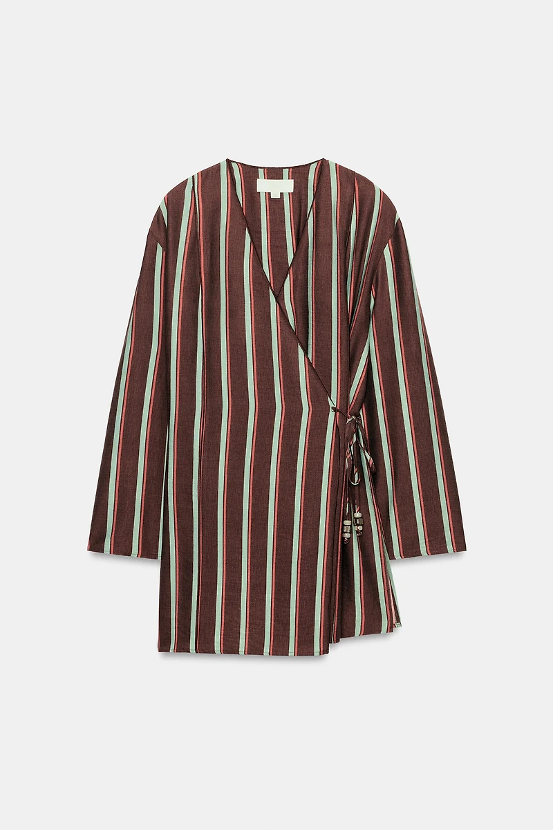 STRIPED WRAP JACKET