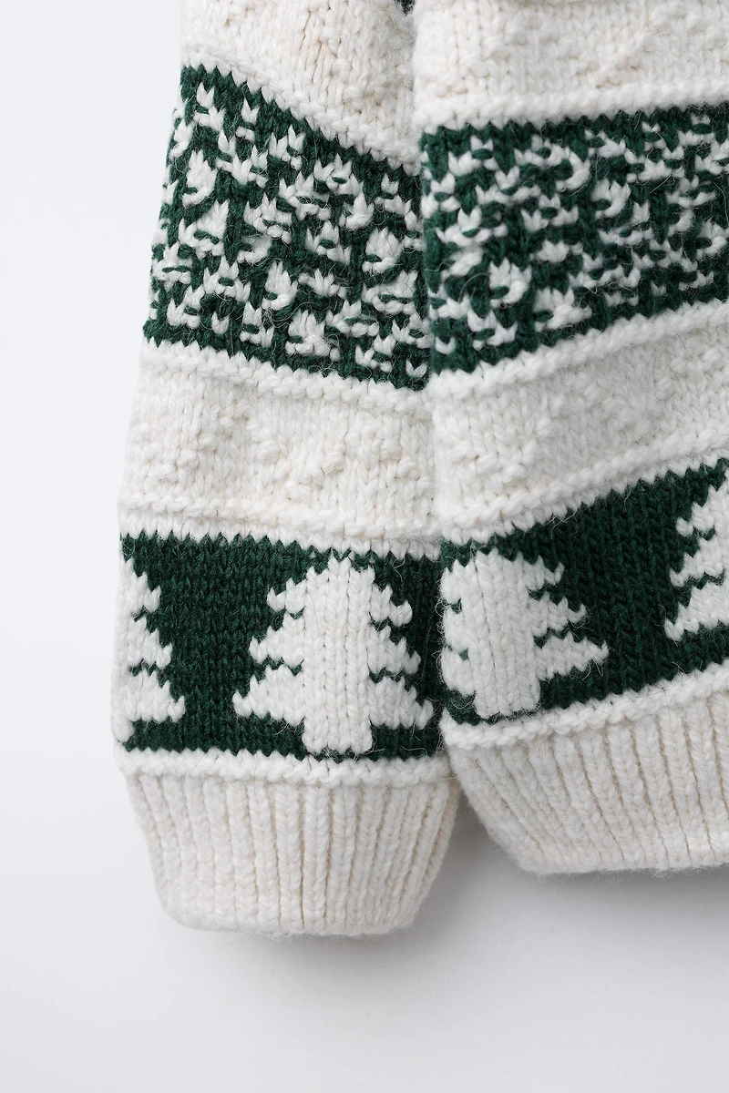 TREE PRINT KNIT SWEATER