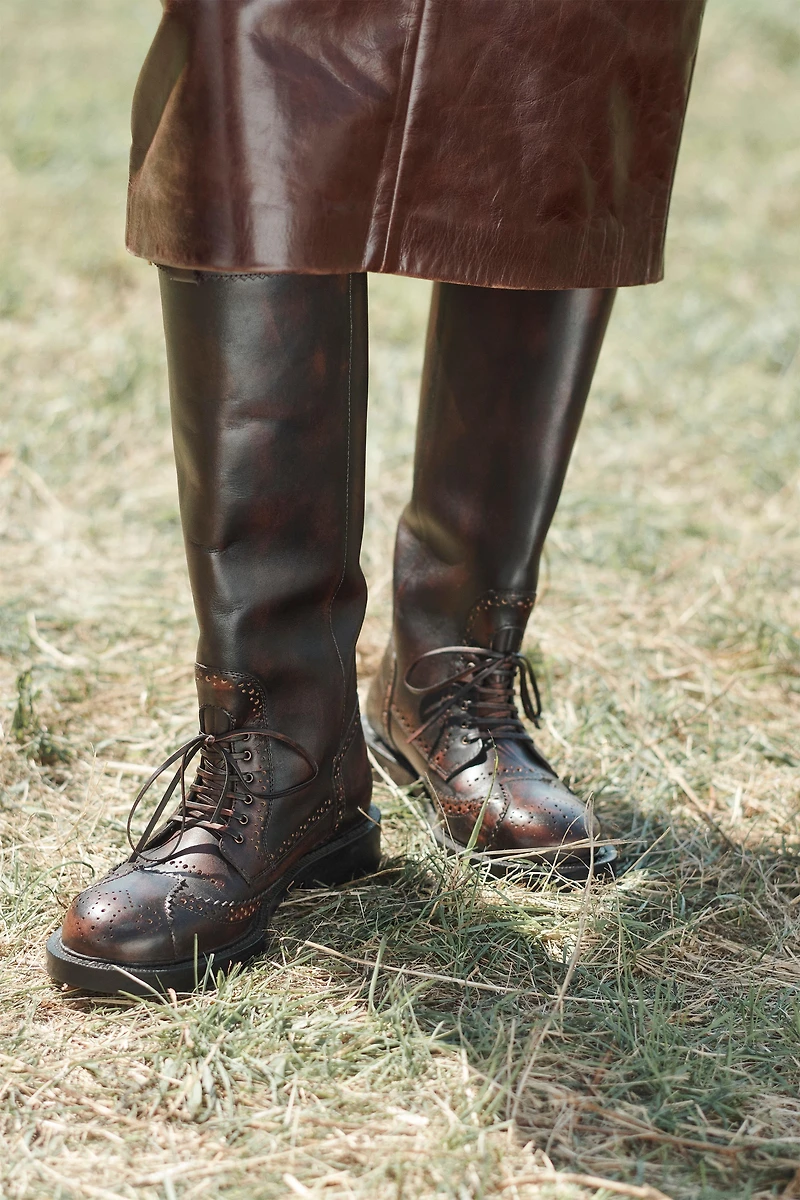 PERFORATED LEATHER TALL BOOTS LIMITED EDITION