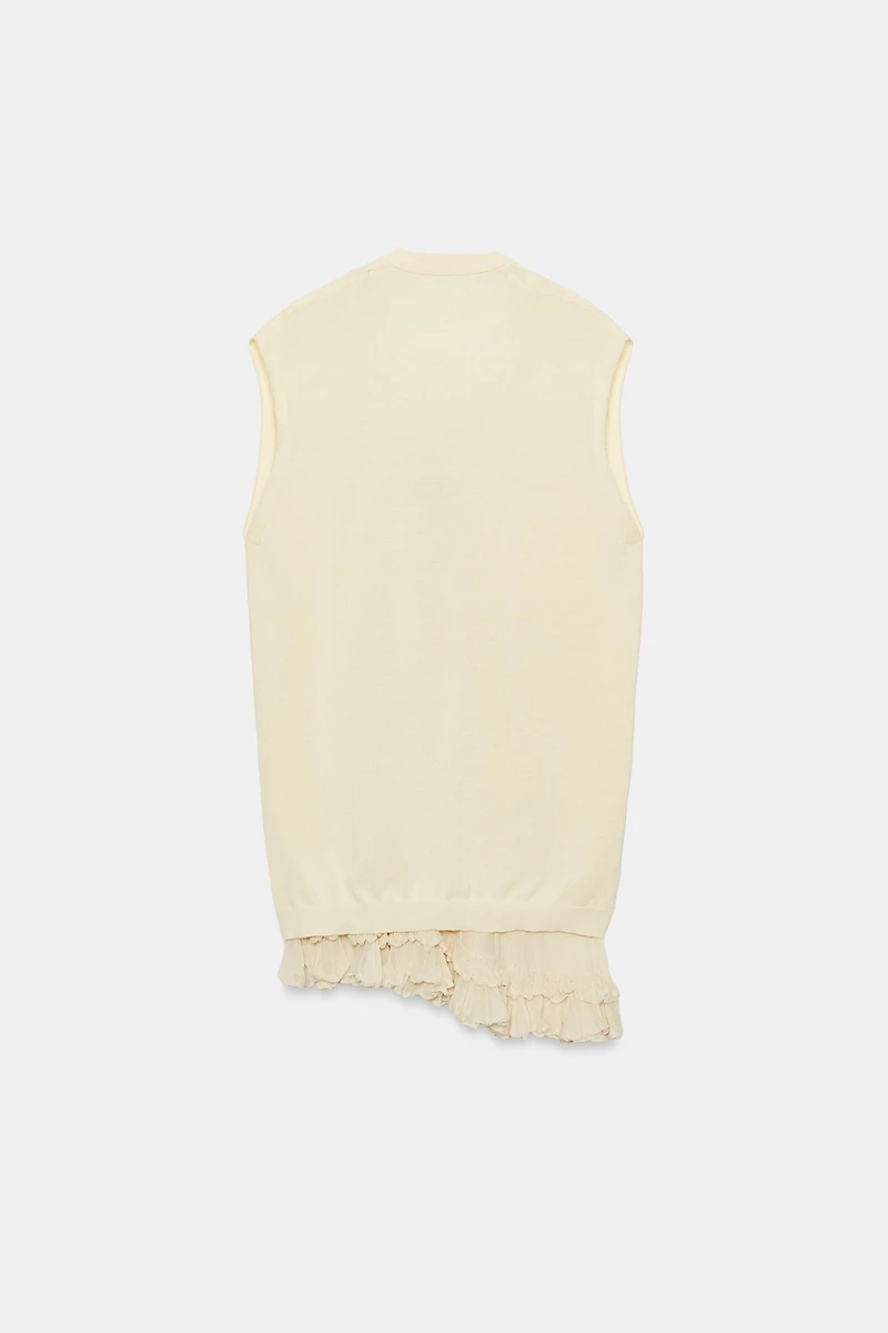 LONG COMBINATION KNIT VEST