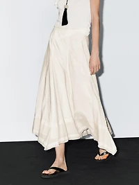 Cotton blend midi skirt with seam details