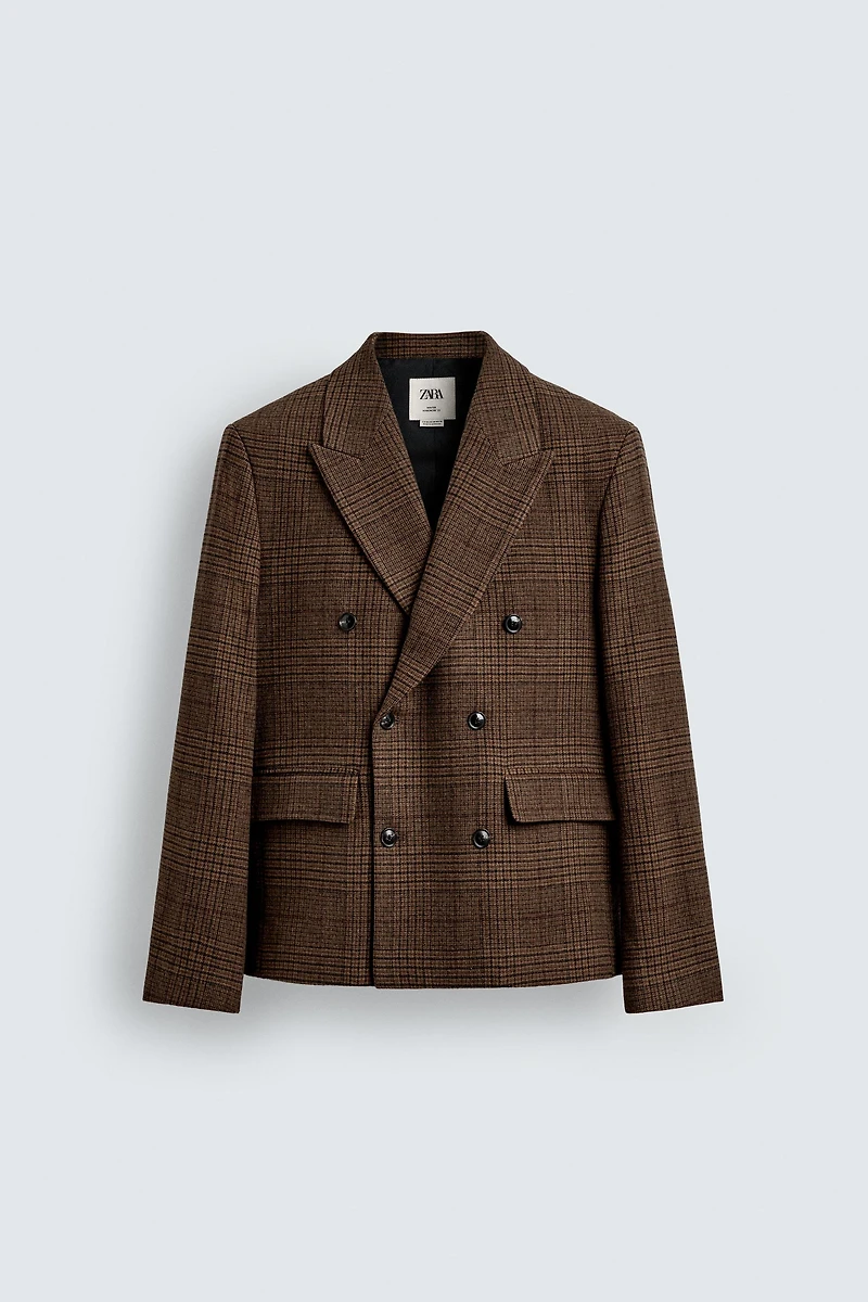 PLAID BOXY FIT SUIT BLAZER