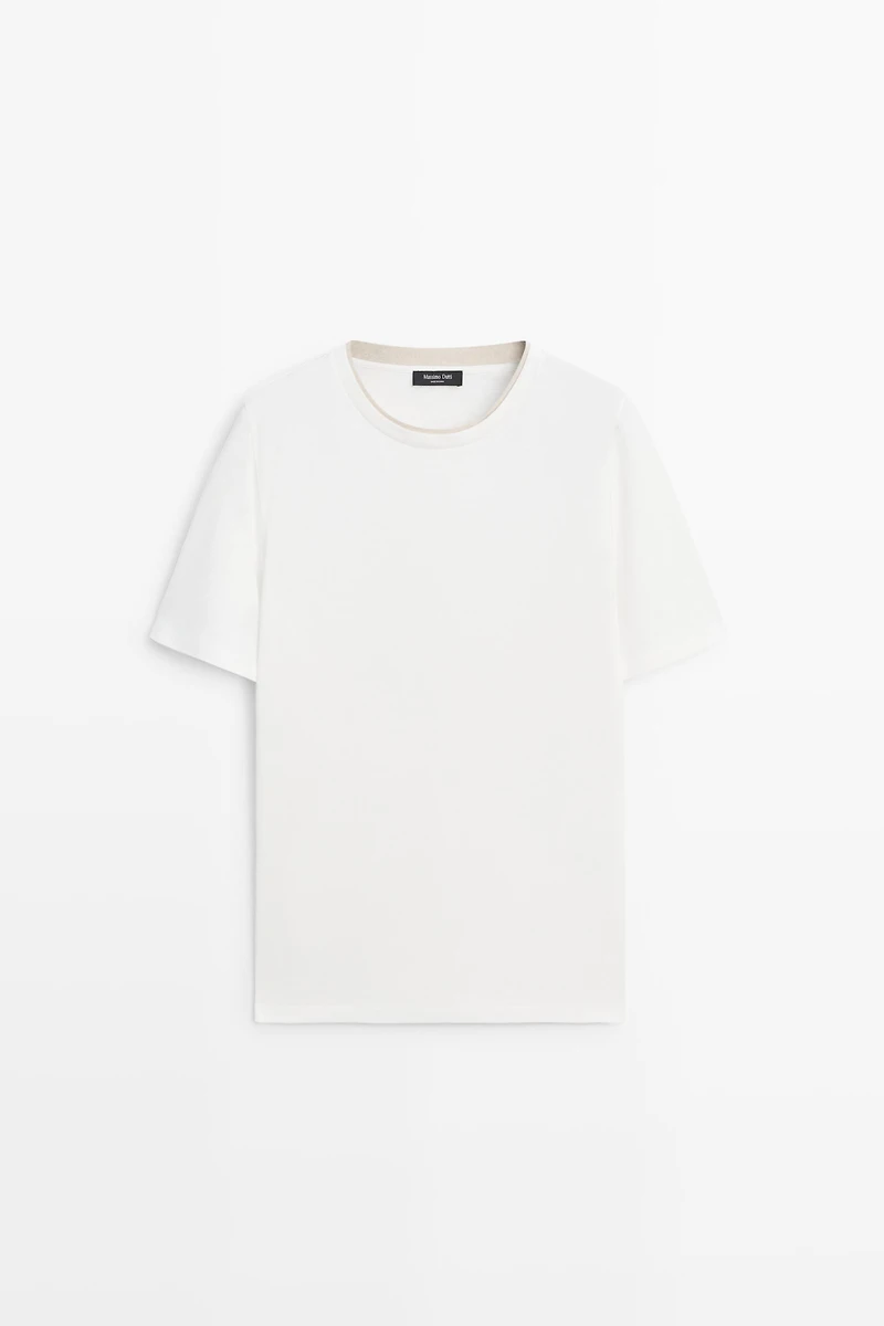 Linen and cotton double-collar T-shirt