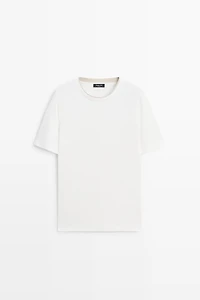 Linen and cotton double-collar T-shirt