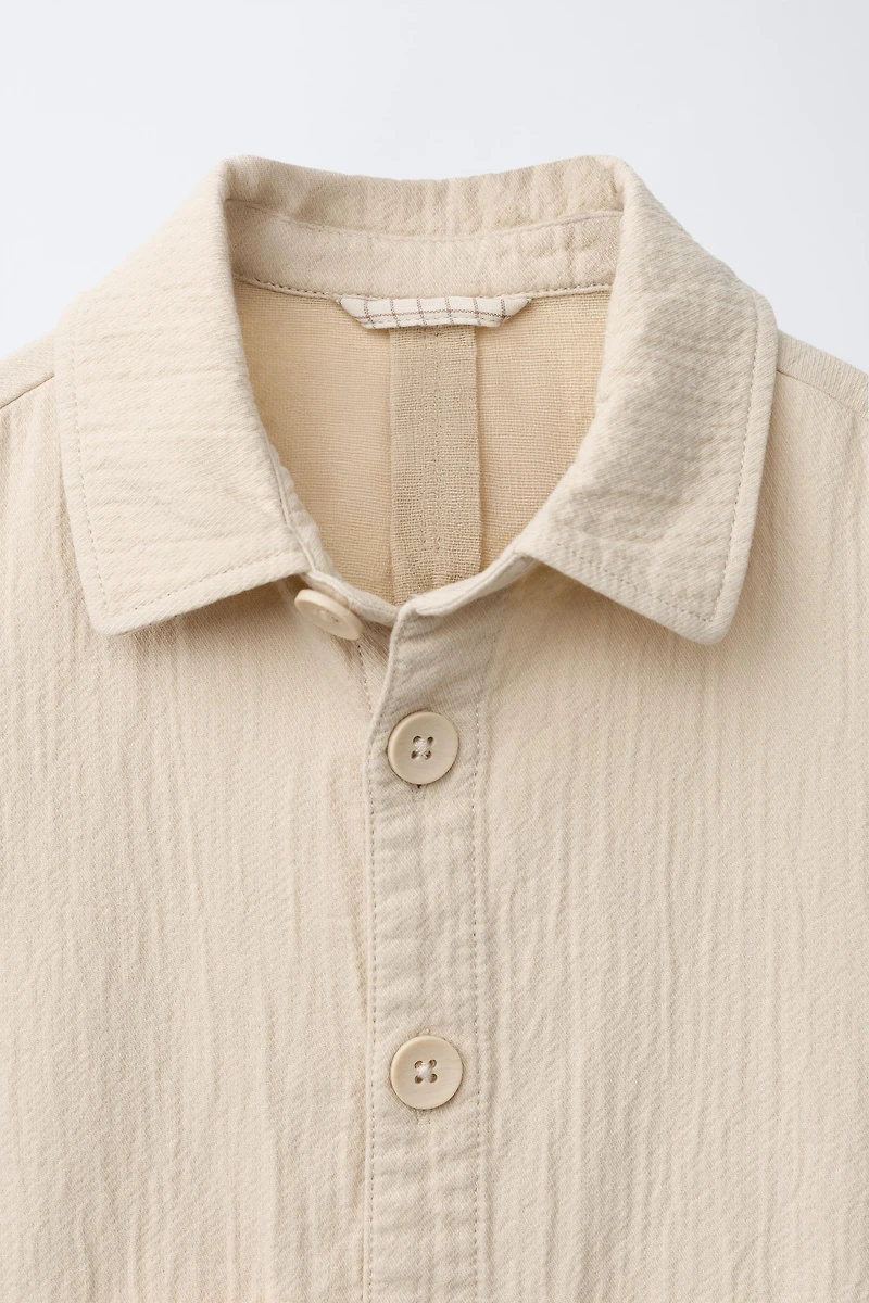 TEXTURED COTTON LINEN OVERSHIRT