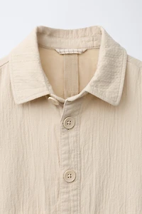 TEXTURED COTTON LINEN OVERSHIRT