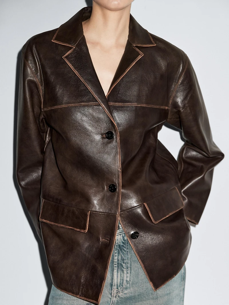 Nappa leather midi jacket