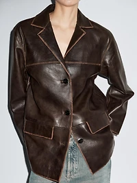 Nappa leather midi jacket