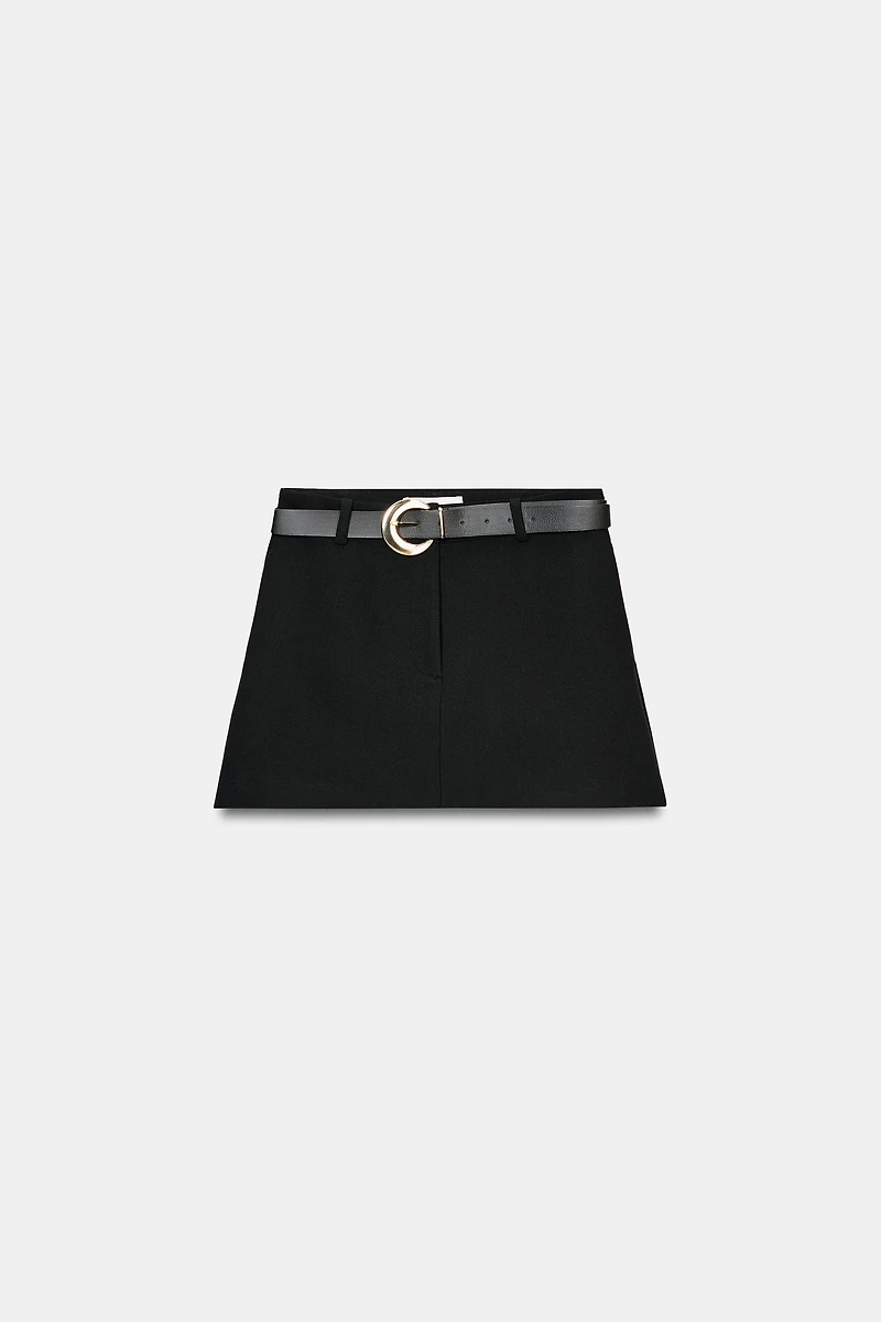 BELTED SPLIT SKIRT