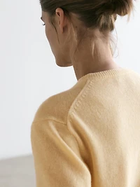 Short sleeve 100% wool knit cardigan