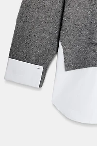 COMBINATION POPLIN KNIT SWEATER